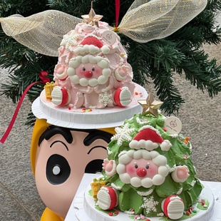 2026圣诞节圣诞帽老人脚丫蛋糕装饰摆件五角星蜡烛节日装扮插件