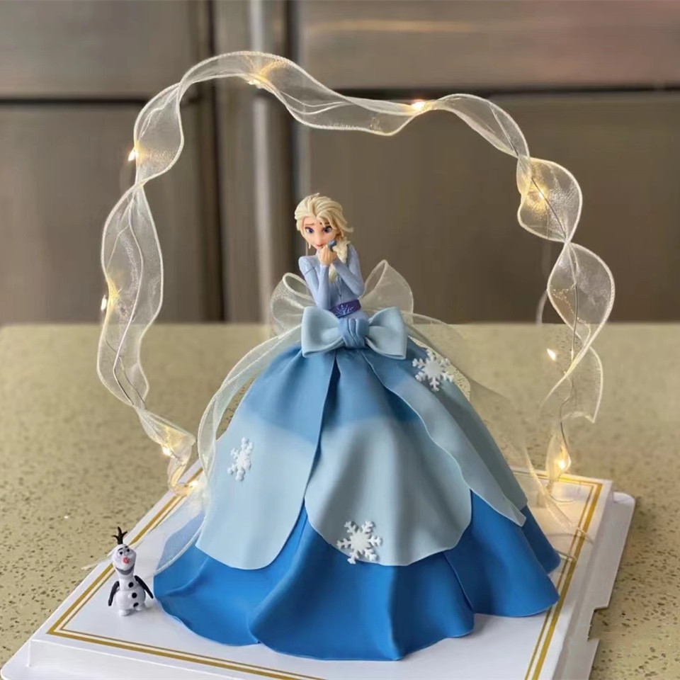 冰雪奇缘蛋糕装饰艾莎女王雪宝雪花摆件女孩女神生日蛋糕插牌插件
