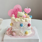 2026情人节爱心卡片蛋糕装饰插件软胶比心小熊情侣表白装扮摆件