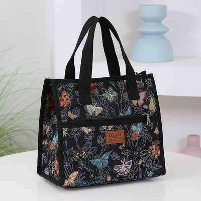 森系油画风2024新款蝴蝶托特包