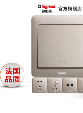 罗格朗开关插座面板逸典米兰金五孔二三带usb插三孔16a家用电源