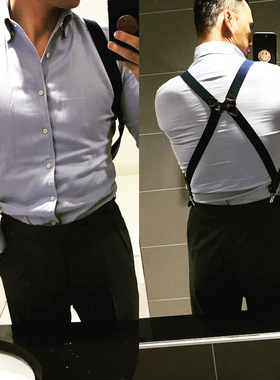 复古英伦后背式夹吊带枪套式背带男式侧夹款背带夹绅士西裤吊裤带