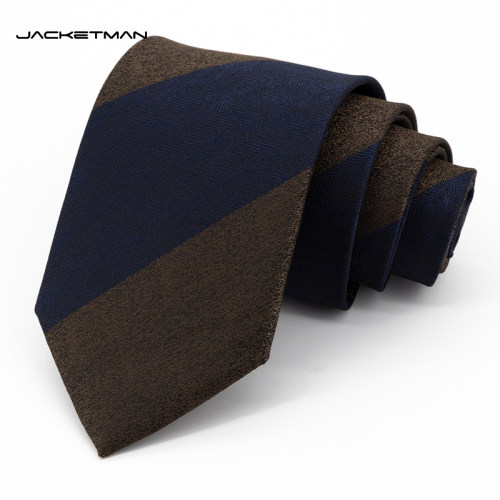 Jacketman大斜纹咖色深蓝领带