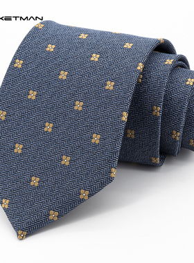 Jacketman领带男韩版灰蓝时尚驼色几何个性复古正装潮流宽版8cm款