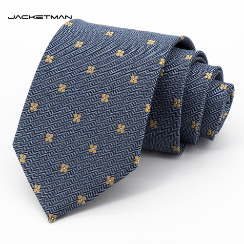 Jacketman灰蓝时尚驼色手打领带