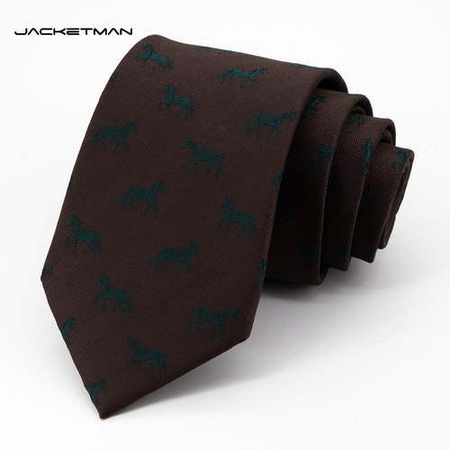 Jacketman深咖时尚绿色小马领带