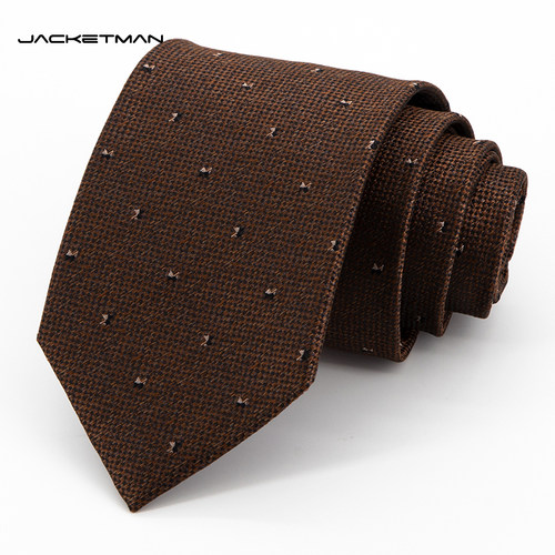 Jacketman棕色碎花小图案领带