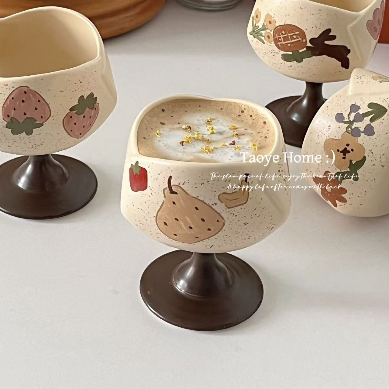 可爱水果高脚杯咖啡杯水杯礼物