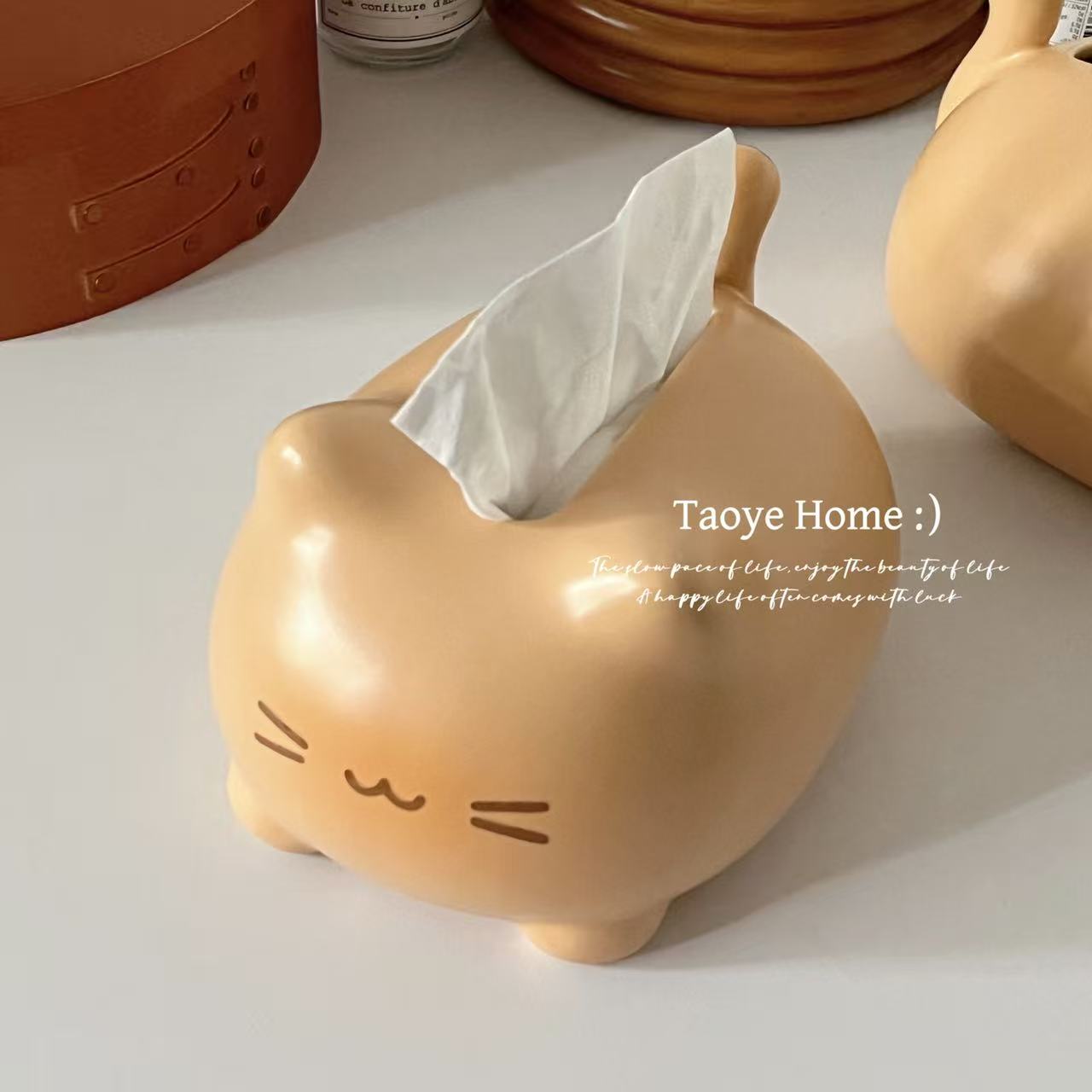 可爱猫咪陶瓷纸巾盒盒高颜值礼物