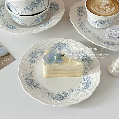 法式复古ins浮雕西餐盘甜品盘碗