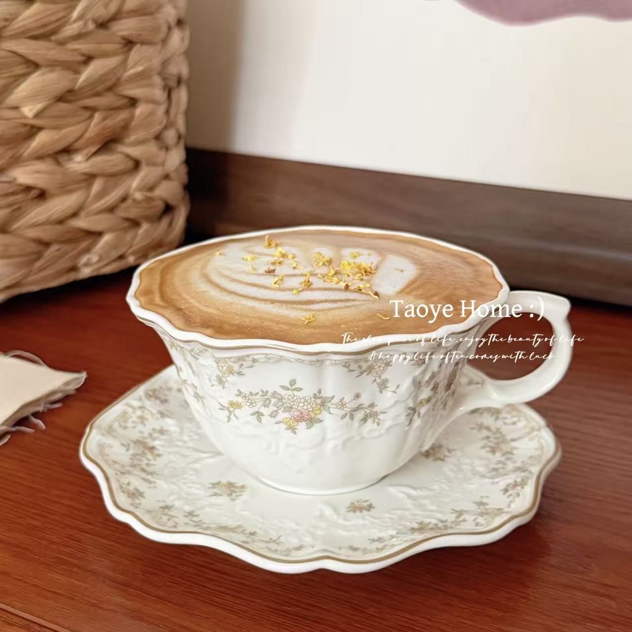 复古浮雕陶瓷咖啡杯拉花杯礼物