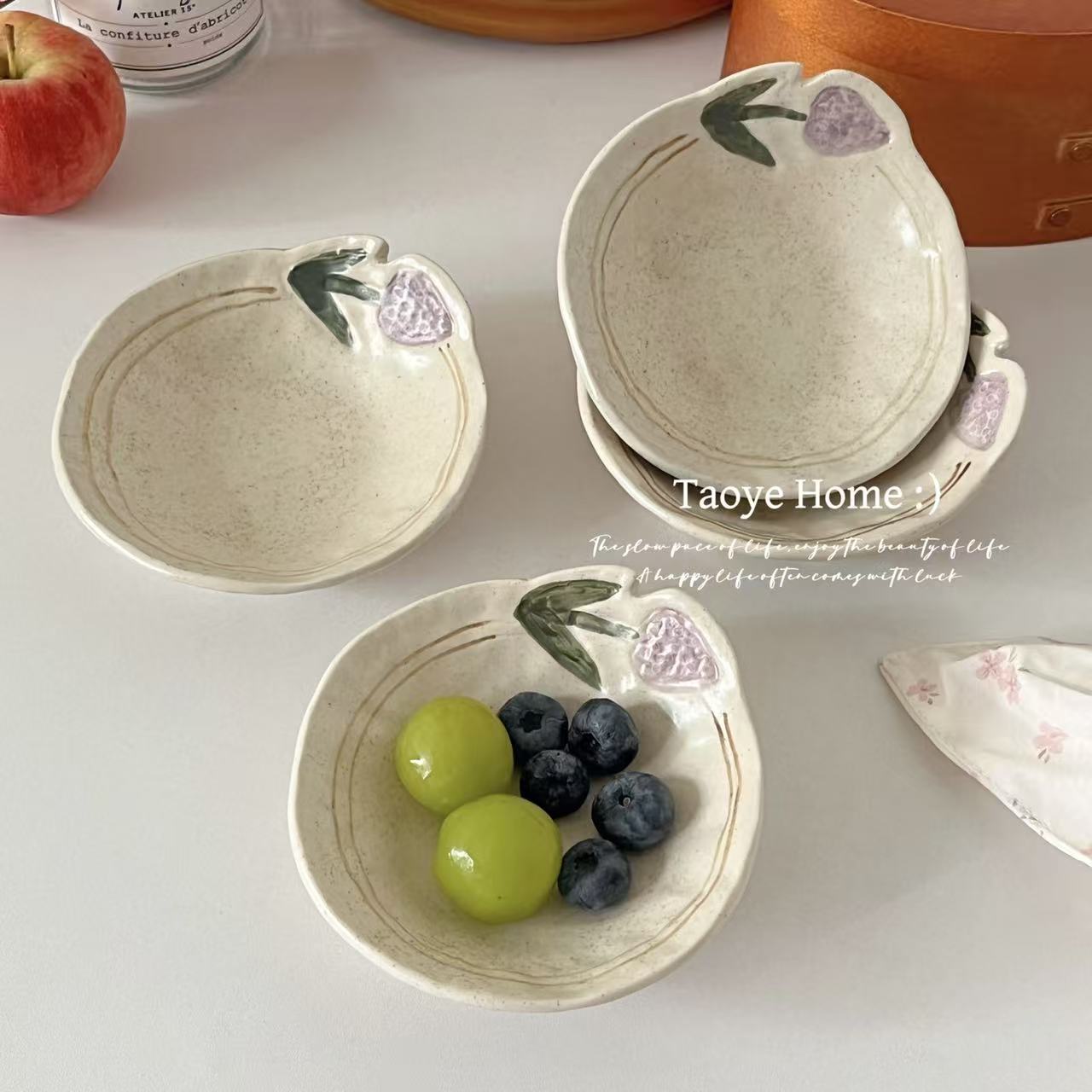 ins手作繁花蘸料调味碟陶瓷碟子