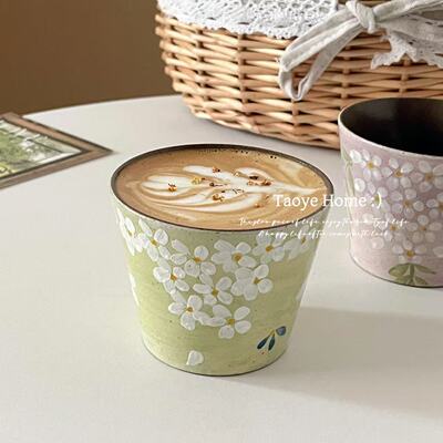 景德镇手作油画风猪口杯拉花杯