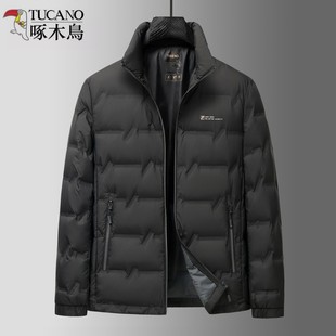 立领轻便白鸭绒休闲保暖爸爸外套 中年新款 啄木鸟轻薄款 羽绒服男士