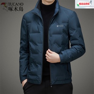 啄木鸟冬季立领轻薄羽绒服男冬装新款青中年保暖防风白鸭绒外套男