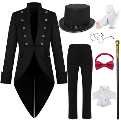 宫廷风燕尾服绒面双排扣绅士礼服