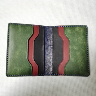 头层牛皮手工手缝原创撞色卡包真皮超薄迷你生日礼物企业定制logo