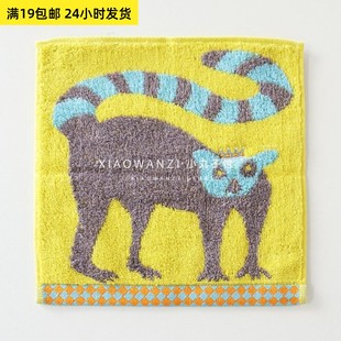 全棉无捻纱出口日本订单精美刺绣黄冠纯棉手帕擦手巾厚柔软小方巾