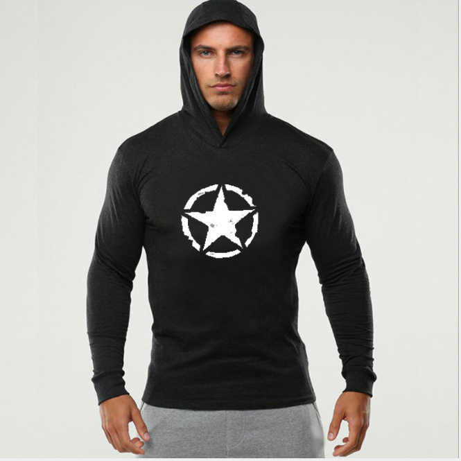 跨境男健身卫衣秋冬棉欧码印花连帽衫长袖卫衣一件代发