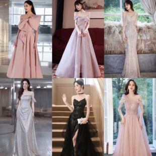 出租晚礼服女2024新款高级感轻奢小众高端气质名媛主持人年会长裙