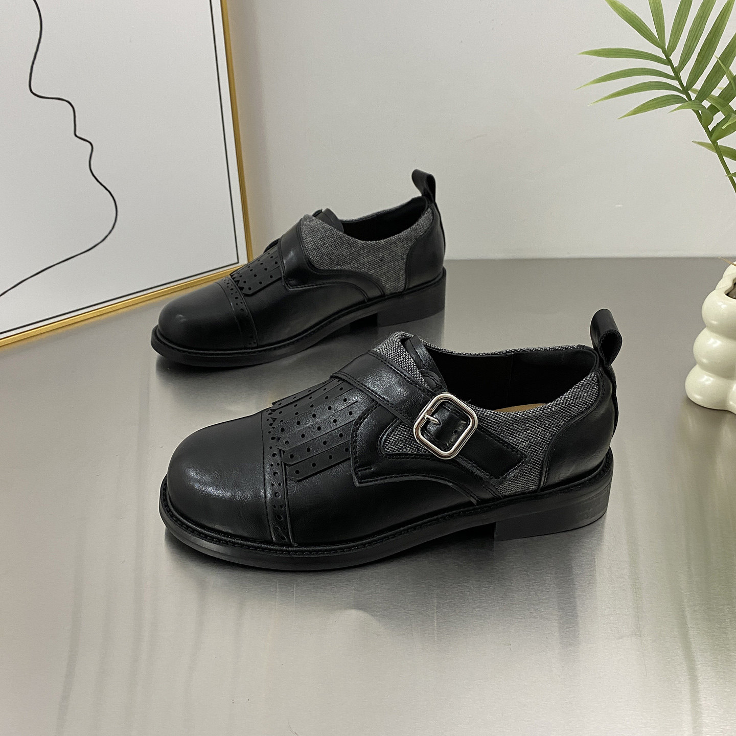 英伦风真皮布洛克粗跟乐福鞋女流苏复古小皮鞋2026春新款舒适单鞋,女鞋,乐福鞋（豆豆鞋）,淘宝优惠券,粉丝福利购,淘宝优惠卷