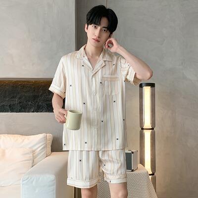 冰丝睡衣男士夏季短袖薄款