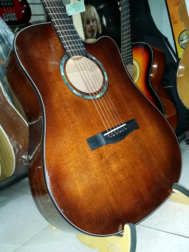 卡斯帕初学者专业演奏手工单板民谣吉他非洲桃花心木g-22c高牌41