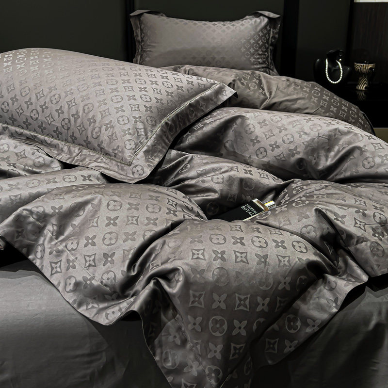 轻奢大牌风高级感100支全棉长绒棉四件套贡缎提花被套1.8m床笠1.5