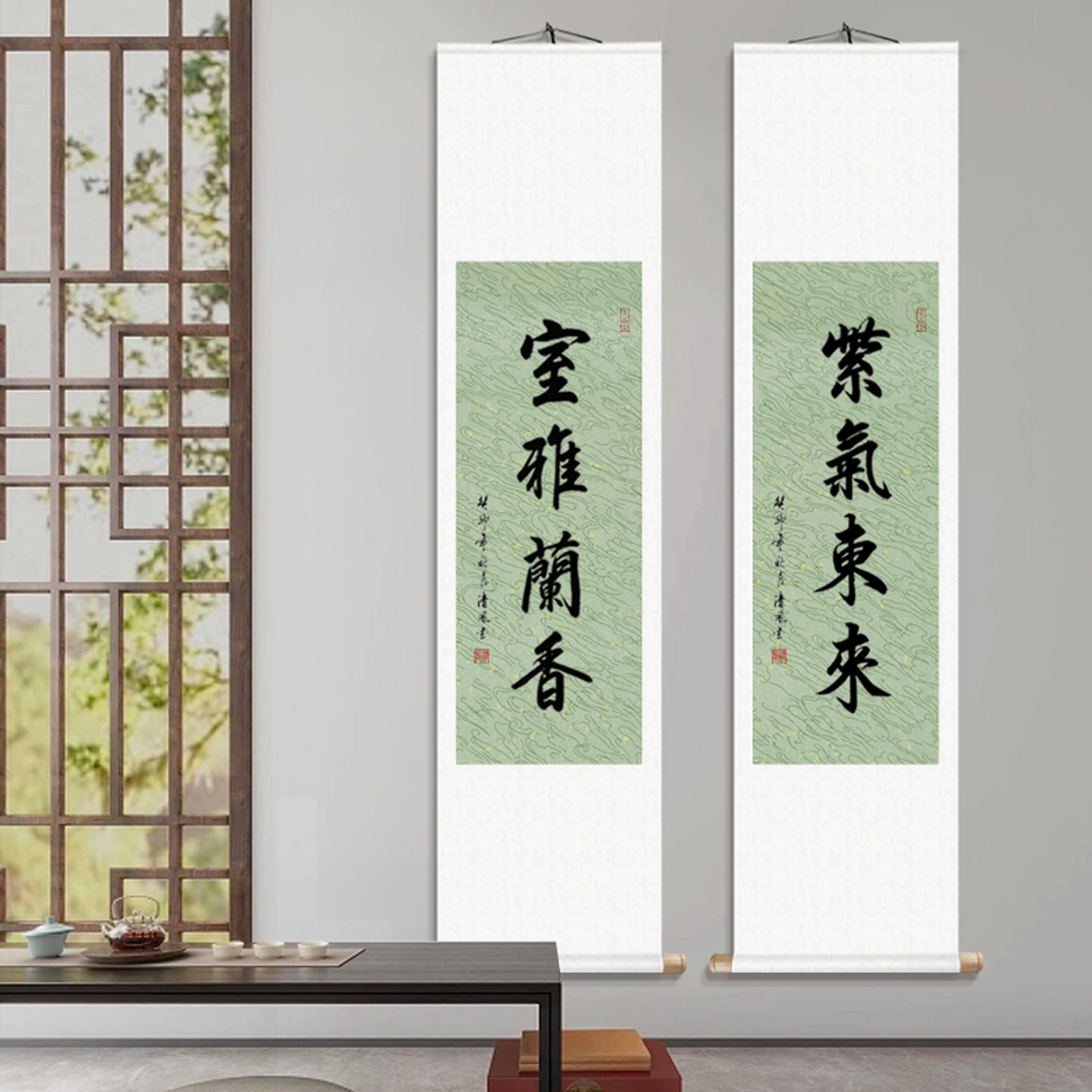 厚德载物客厅字画卷轴中式励志办公室挂轴手写毛笔字书法定制挂画