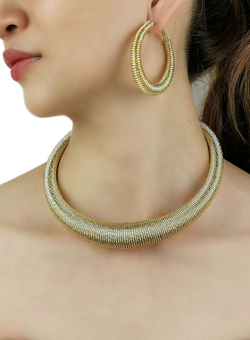 合金弹簧女套装项链耳环