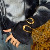 欧美镂空不对称双环合金手镯女小众几何素圈手镯女轻奢高级感饰品