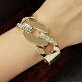 欧美金色手链ins个性 手镯髦镶钻潮流夸张气质手镯女 时尚