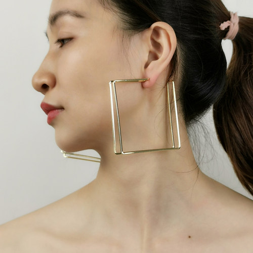 女士耳钉方形欧美耳环耳环金色