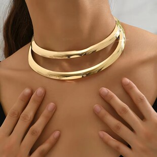 24年新款欧美金色时尚双层项链女性时尚非洲部落首饰金属夸张项圈