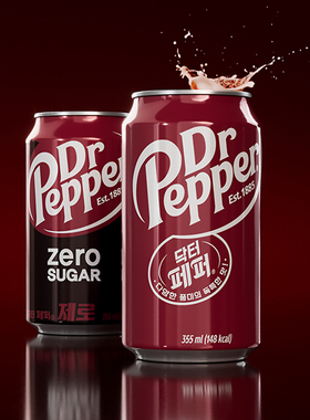 韩国进口樱桃胡椒博士汽水DR PEPPER原味可乐型350ml碳酸饮料24罐