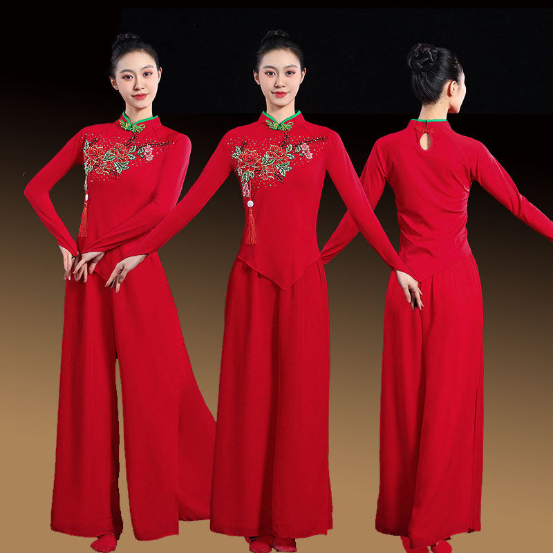 广场舞服装套装秧歌服演出服女新款腰鼓队迎民族风舞蹈表演服