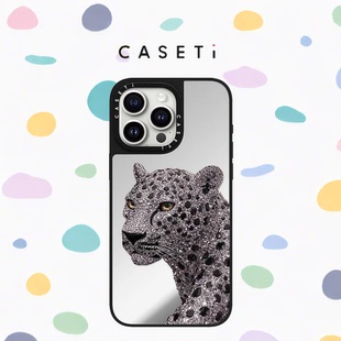 14防摔13全包12镜面保护套MagSafe磁吸女 C家CASETI联名宝石豹子适用苹果iPhone16promax手机壳15plus明星同款
