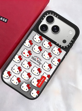 C家代购CASE联名白色英文凯蒂猫适用苹果17ProMax手机壳15/16高级感13防摔iPhone17Air保护套MagSafe磁吸14女
