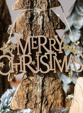 MerryChristmas圣诞快乐小木牌装饰挂件摆件挂起气氛道具