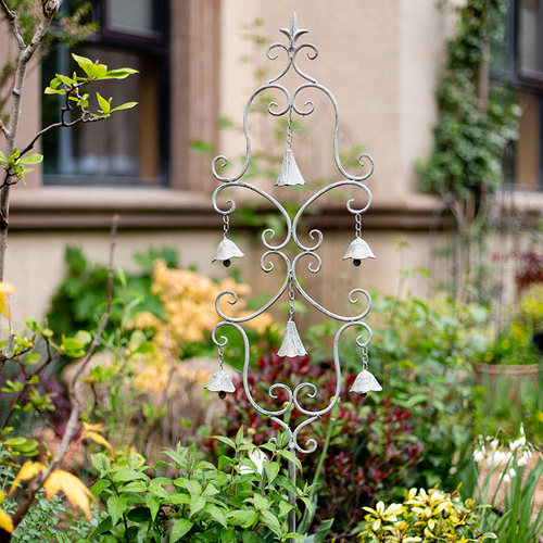 掬涵铁艺风铃花插庭院杂货复古花园地插铃铛摆件欧式装饰品