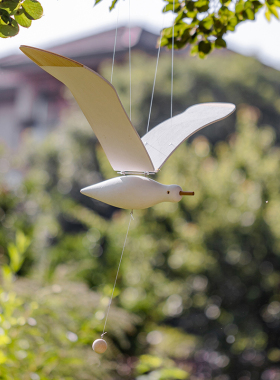 会飞的海鸥客厅阳台飘窗空中悬挂吊饰地中海艺术创意木质飞鸟挂饰