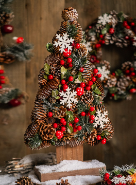 圣诞节天然花环门挂松果挂件摆件圣诞树布置装饰品餐厅酒店