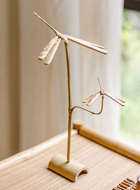 掬涵平衡竹蜻蜓茶道摆件手工怀旧工艺品茶室雅玩桌面装饰品礼物