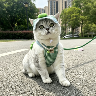 猫咪胸背带牵引绳套装防挣脱春夏布偶蓝猫金渐层橘猫溜猫绳可爱