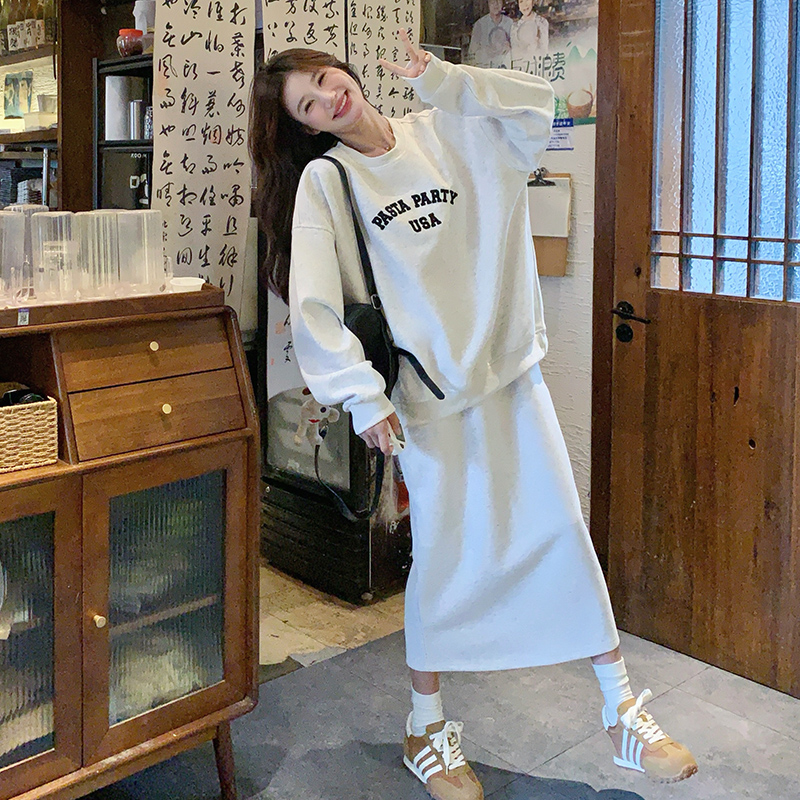 小个子圆领卫衣女2024秋冬新款韩版oversize宽松加绒加厚套头上衣