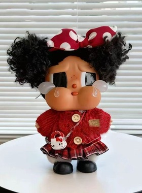 CRYBABY哭娃黑皮毛衣冬季套装Vacation搪胶娃娃娃衣斜挎鞋子