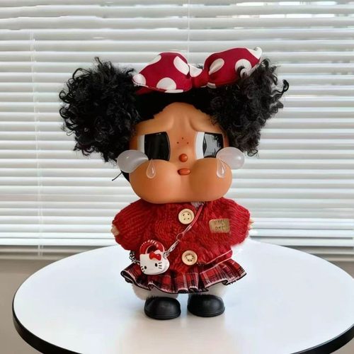 CRYBABY哭娃黑皮毛衣冬季套装Vacation搪胶娃娃娃衣斜挎鞋子