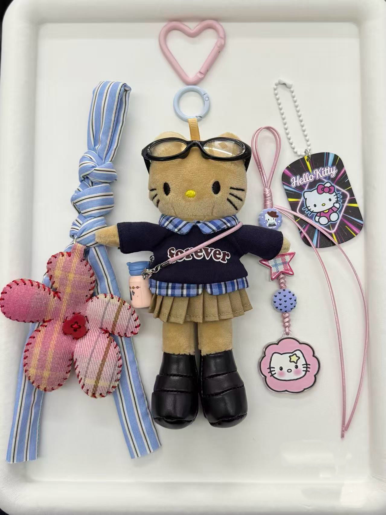 hellokitty猫公仔挂件钥匙扣极繁挂件包包挂饰可爱卡通玩偶挂件 - 实物图