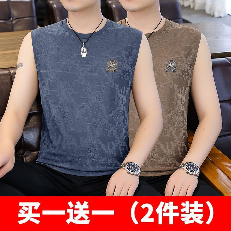 冰丝背心男士夏季薄款健身跨栏户外运动坎肩宽松速干无袖t恤男装