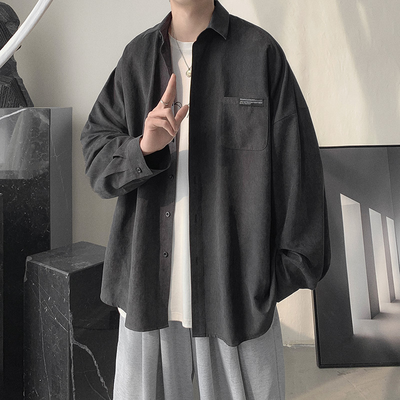 衬衫男长袖休闲宽松复古2022夏季薄款潮流工装上衣服港风衬衣外套